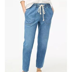 J. Crew Factory Drawstring Blue Jeans / Straight Pants sz. 27 NWOT Deep Pocket
